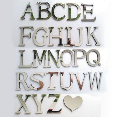 26 Lettres argenté effet miroir