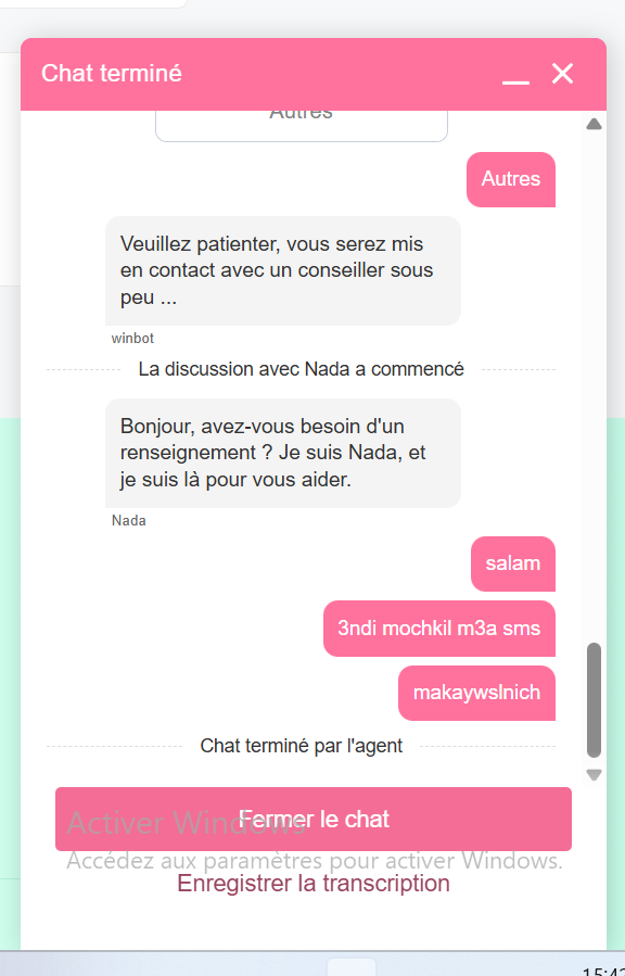 Win.ma - Voici un exemple de service client de la société WIN