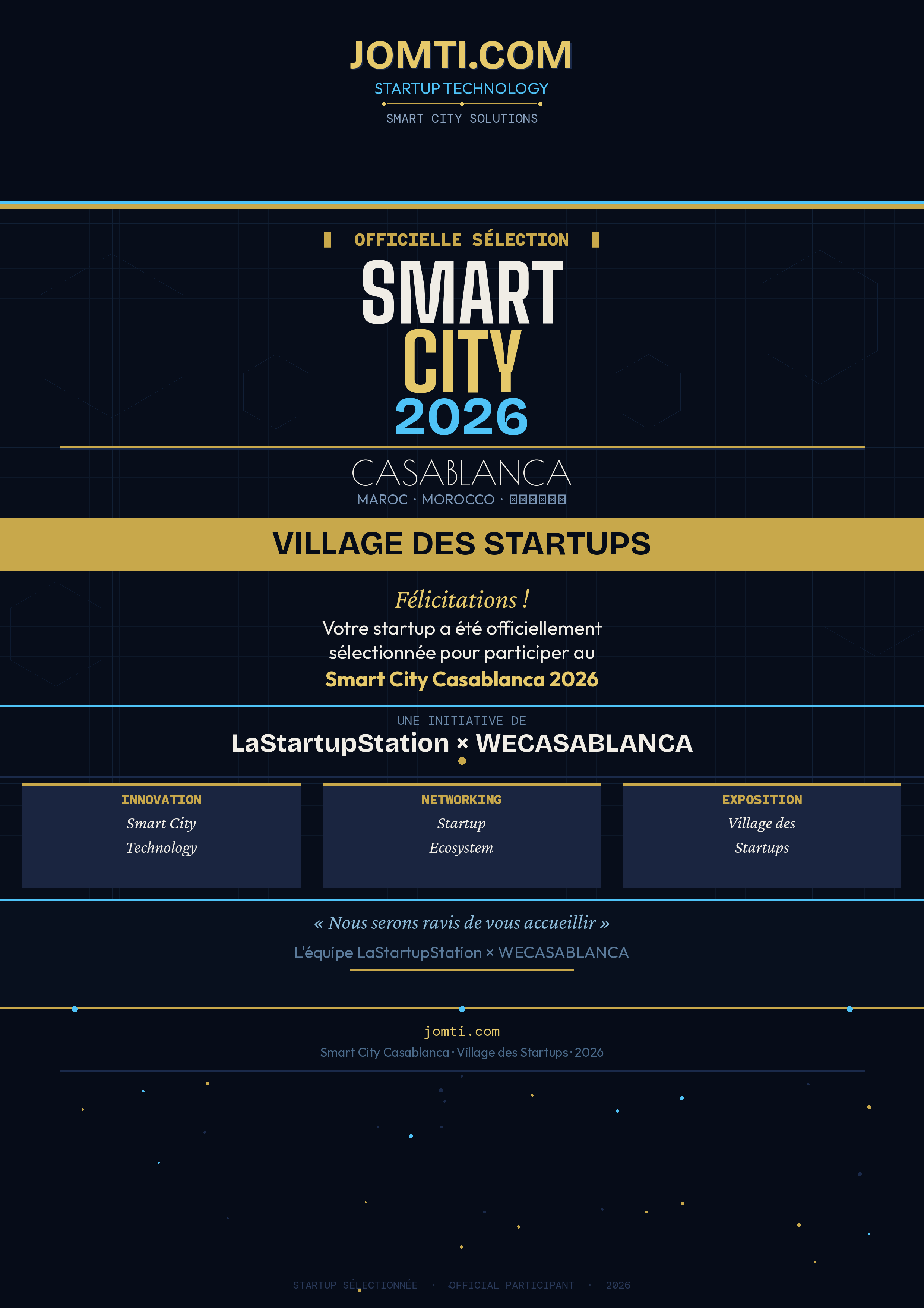 🏙️ JOMTI.COM sélectionné pour le Village des Startups – Smart City Casablanca 2026 !