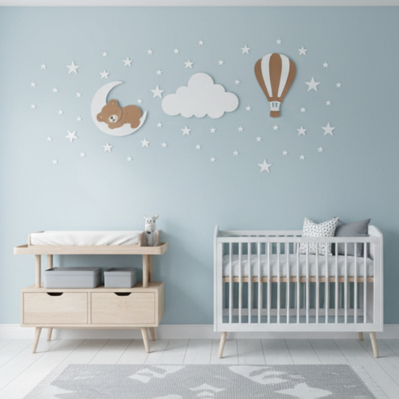 ديكور عصري الغرفة الأطفال– الدب النائم على الهلال