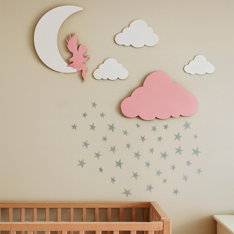 ✨ ديكور حائط لغرفة الأطفال – حلم يلامس السماء ✨