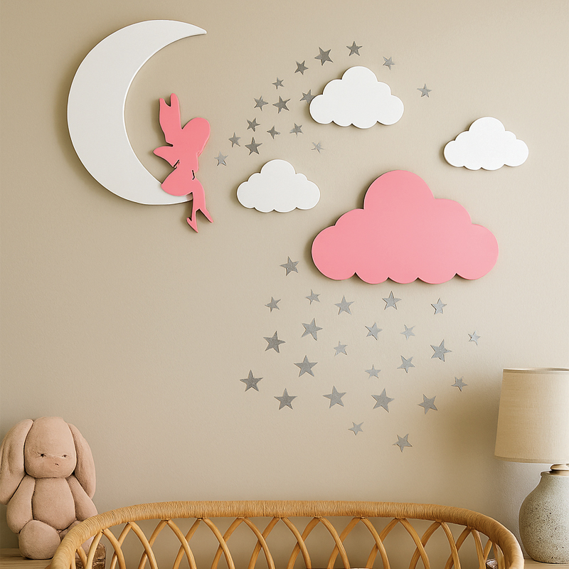 ✨ ديكور حائط لغرفة الأطفال – حلم يلامس السماء ✨