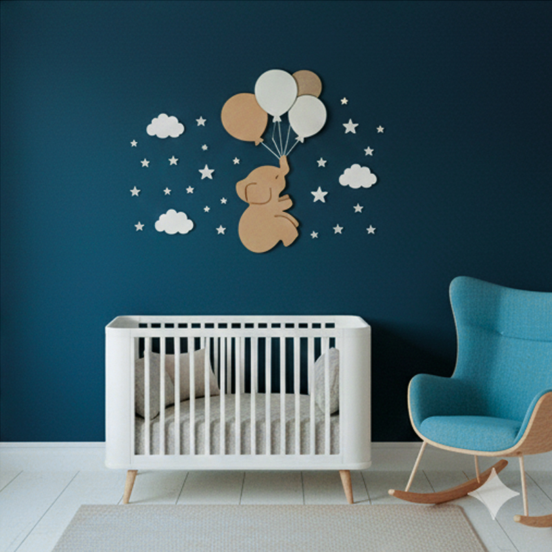 ديكور الفيل مع البالونات – خلفية فاتحة