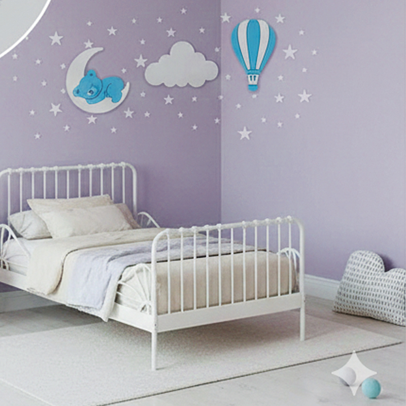 🐻🌙 ديكور جداري عصري للأطفال – الدب النائم على الهلال