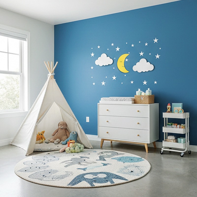زينة حائطية لغرفة الأطفال – تصميم القمر والنجوم