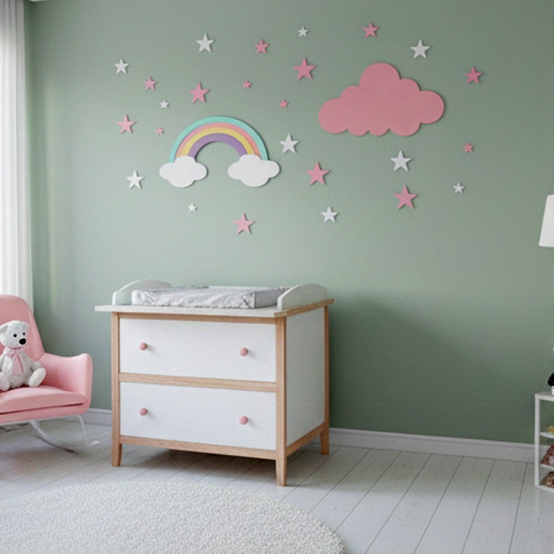 زينة حائطية للأطفال – قوس قزح والنجوم 🌈⭐
