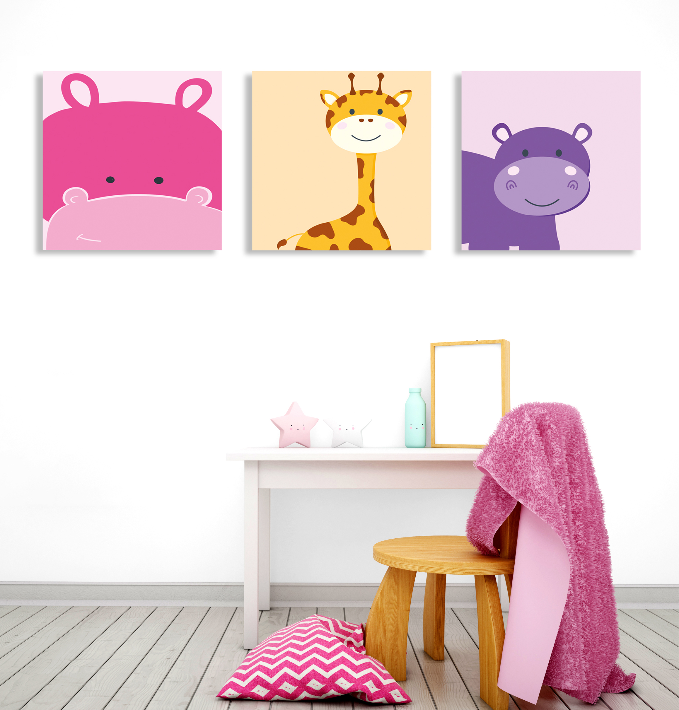 لوحات ابتسامة السفاري - مجموعة الزرافة وفرس النهر