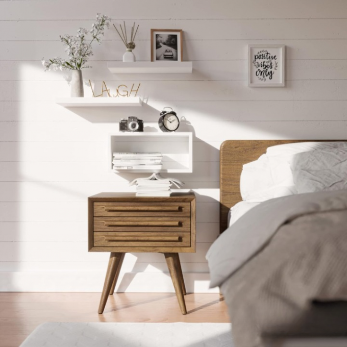 Rangement en bois blanc ou marron