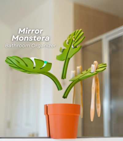 Mirror Monstera - Bathroom Organizer that Mounts to the Mirror