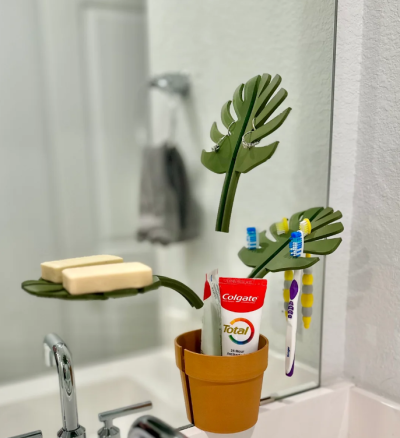 Mirror Monstera - Bathroom Organizer that Mounts to the Mirror