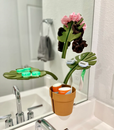 Mirror Monstera - Bathroom Organizer that Mounts to the Mirror
