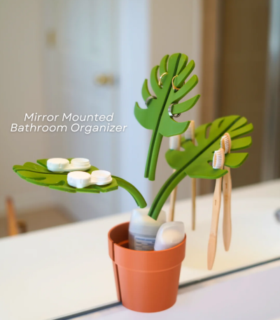 Mirror Monstera - Bathroom Organizer that Mounts to the Mirror