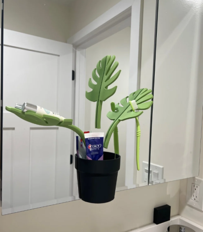 Mirror Monstera - Bathroom Organizer that Mounts to the Mirror