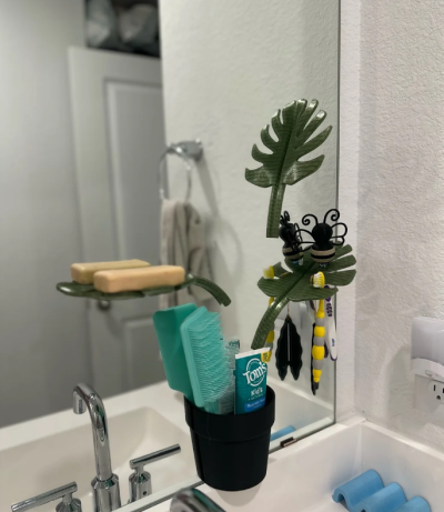 Mirror Monstera - Bathroom Organizer that Mounts to the Mirror