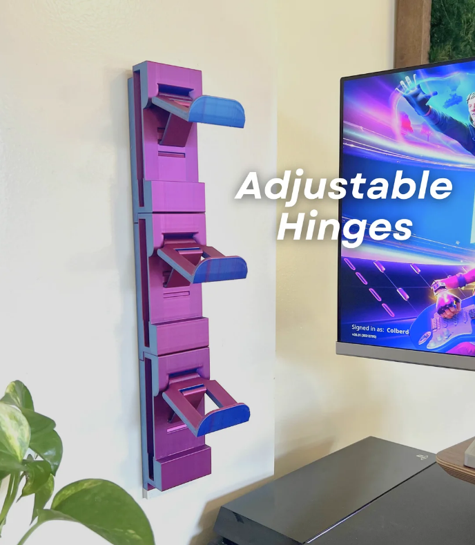 Wall Mounted Controller Holder - Print in Place Folding Bracket