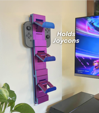 Wall Mounted Controller Holder - Print in Place Folding Bracket