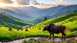 Rizières et buffles d'eau : un trésor pour l'agriculture locale