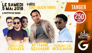 Soire musicale spciale avec AYMANE SERHANI, YOUNES BOULMANI, GROUPE CRAVATA et dautres artistes surprise  lhtel Kenzi Solazur Tanger - Guichet.com