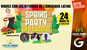 Soire Salsa : Spring Party  au Plein Ciel Paradise ! Un dner dlicieux ( entre + plat + dessert ) et Animation - Guichet.com
