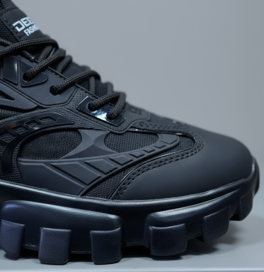 أحذية رياضية رجالية - أحذية رياضية سوداء أنيقة، أحذية كاجوال عصرية عالية الجودة، تسمح بمرور الهواء.  modeirra  أحذية رياضية رجالية - أحذية رياضية سوداء أنيقة، أحذية كاجوال عصرية عالية الجودة، تسمح بمرور الهواء.