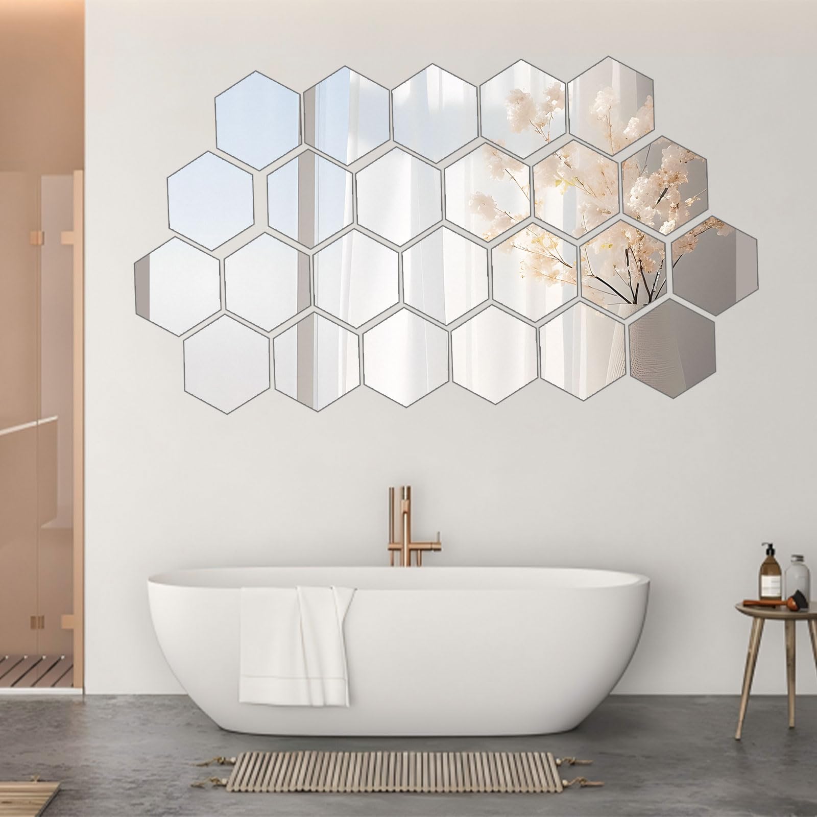 ✨ Miroir Décoratif Hexagonal Argenté