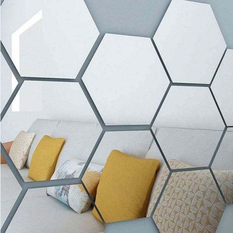 ✨ Miroir Décoratif Hexagonal Argenté