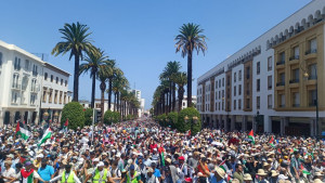 حُشِد لها بأقل من يوم.. المغاربة يحتجون في مسيرة مليونية بالرباط ضد التجويع في غزة