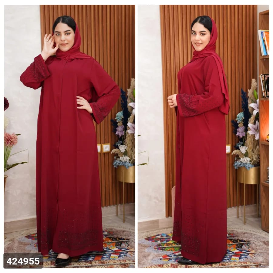 عباية ميساء إماراتية توب كريب الحجر كريستال