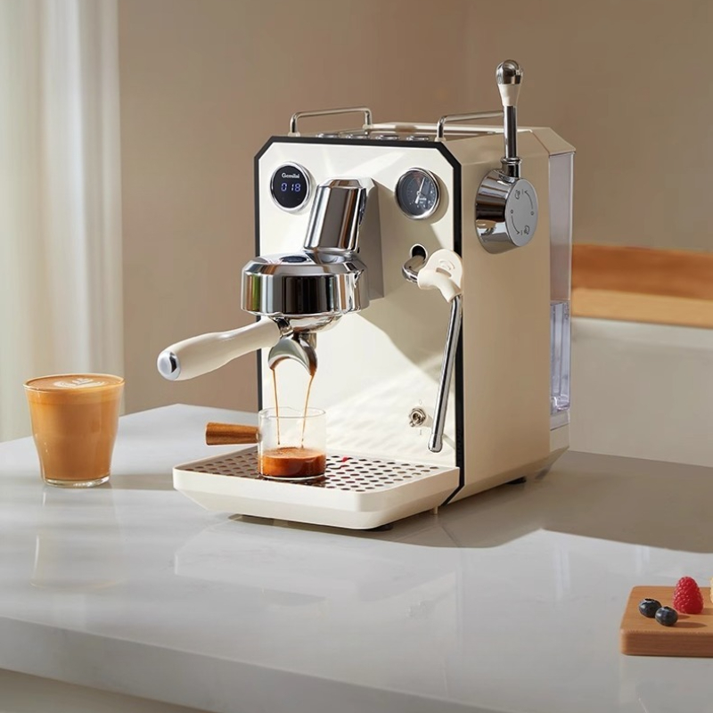 ماكينة قهوة صغيرة شبه أوتوماتيكية بقوة 1700 واط، مصنوعة من الفولاذ المقاوم للصدأ، تعمل باللمس، للاستخدام المنزلي، ماكينة قهوة احترافية
