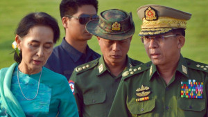 Top Myanmar general attends event honouring Aung San Suu Kyi's father