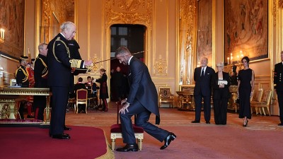 Video. David Beckham receives knighthood from King Charles III