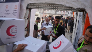 At least 20 killed in stampede at aid site in Gaza, US group says