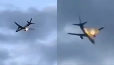 بالفيديو.. ذعر على متن طائرة ألمانية بعد اندلاع حريق في محركها عقب إقلاعها