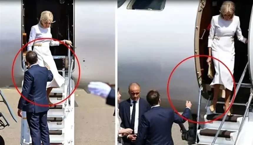 للمرة الثانية... سيدة فرنسا الاولى تحرج زوجها إيمانويل ماكرون أمام الكاميرات (فيديو)