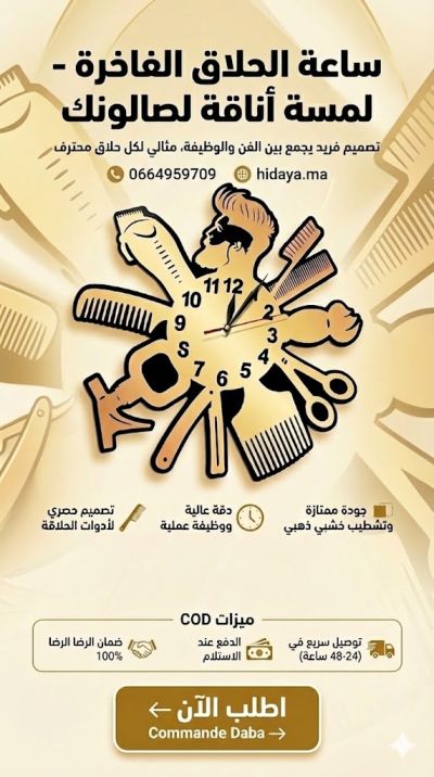 ساعة إسلامية مميزة بسورة الاخلاص، مصنوعة من الألمنيوم اللون الذهبي