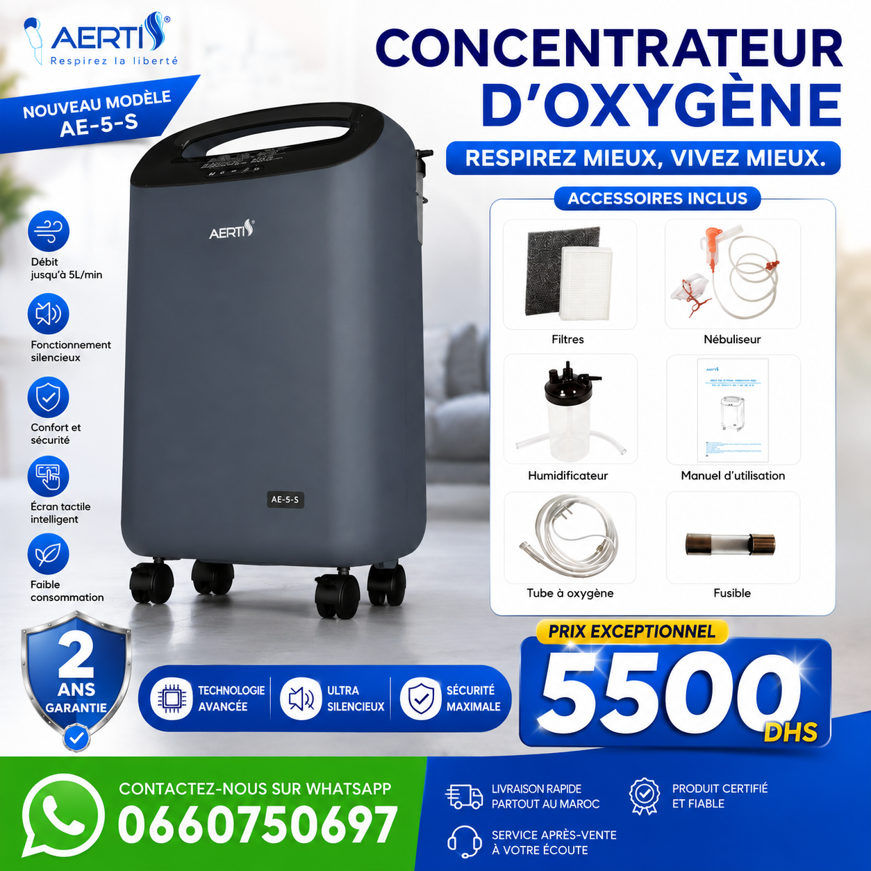 Concentrateur d oxygène 5LITRES