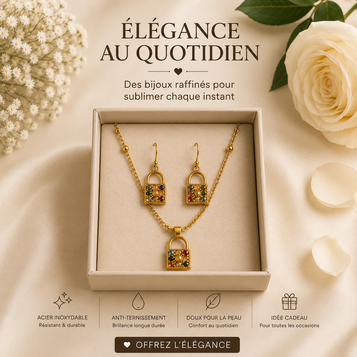 Élégance Dorée – Coffret Bijoux Raffiné