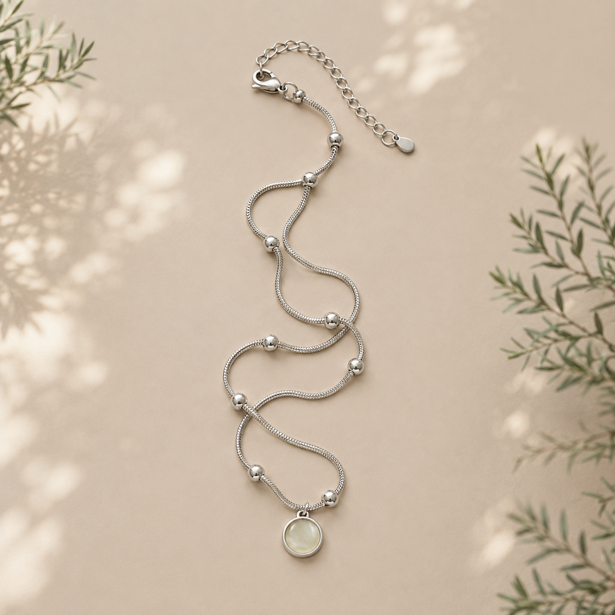 ✨ Collier Argenté Élégance Perle – Acier Inoxydable