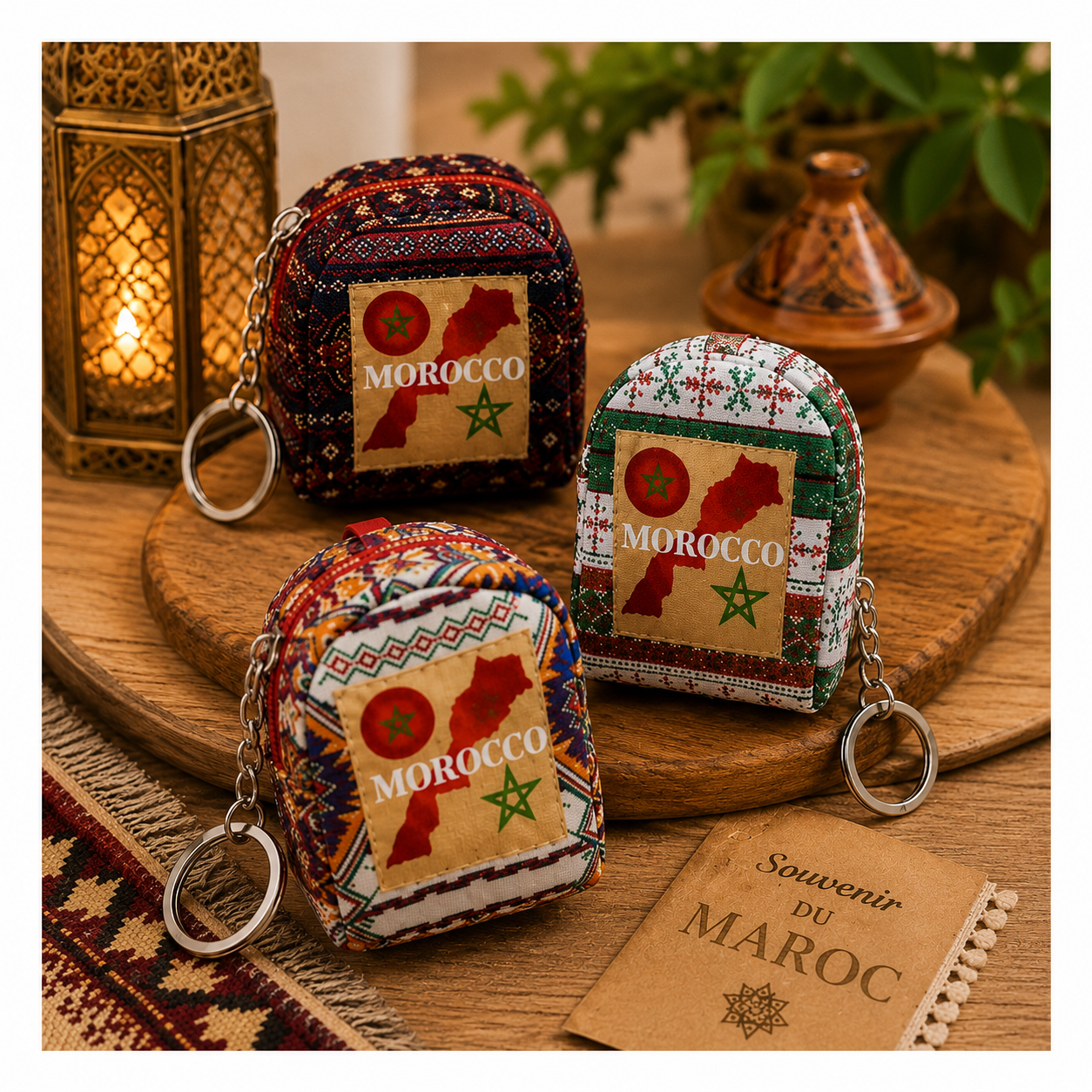 🎒 Porte-clés Mini Sac Maroc – Souvenir Artisanal 🇲🇦