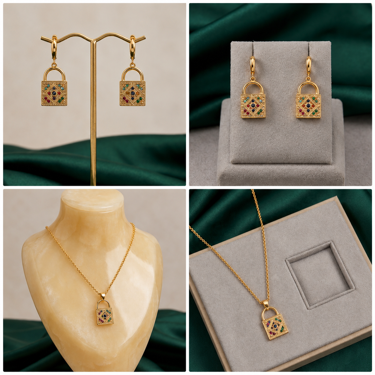 ✨ Ensemble Cadenas Doré – Élégance Colorée ✨