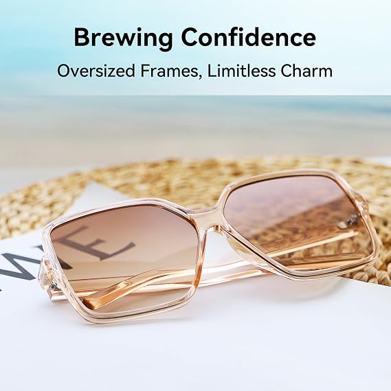 Dollger Oversized Square Sunglasses for Women Big Large Wide Trendy Shades | UV400 Protection Extra Huge Black Fashion Sun Glasses,Driving,Travel Beach,70s 80s outfit Accessories