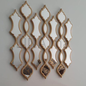 7pcs Miroir flûte avec cadre en bois doré
