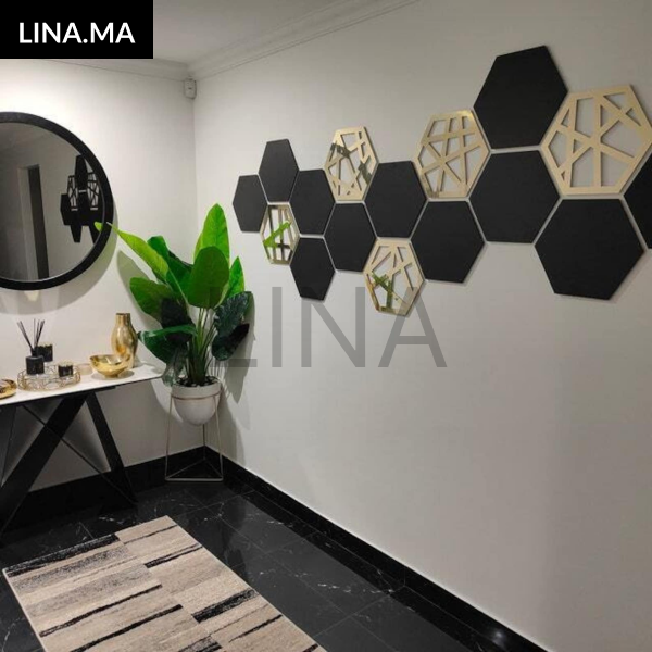15 décoration Hexagon noir et doré