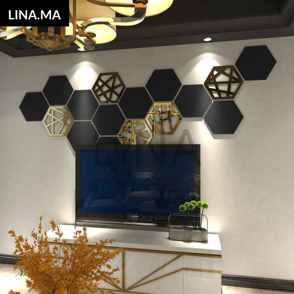 15 décoration Hexagon noir et doré