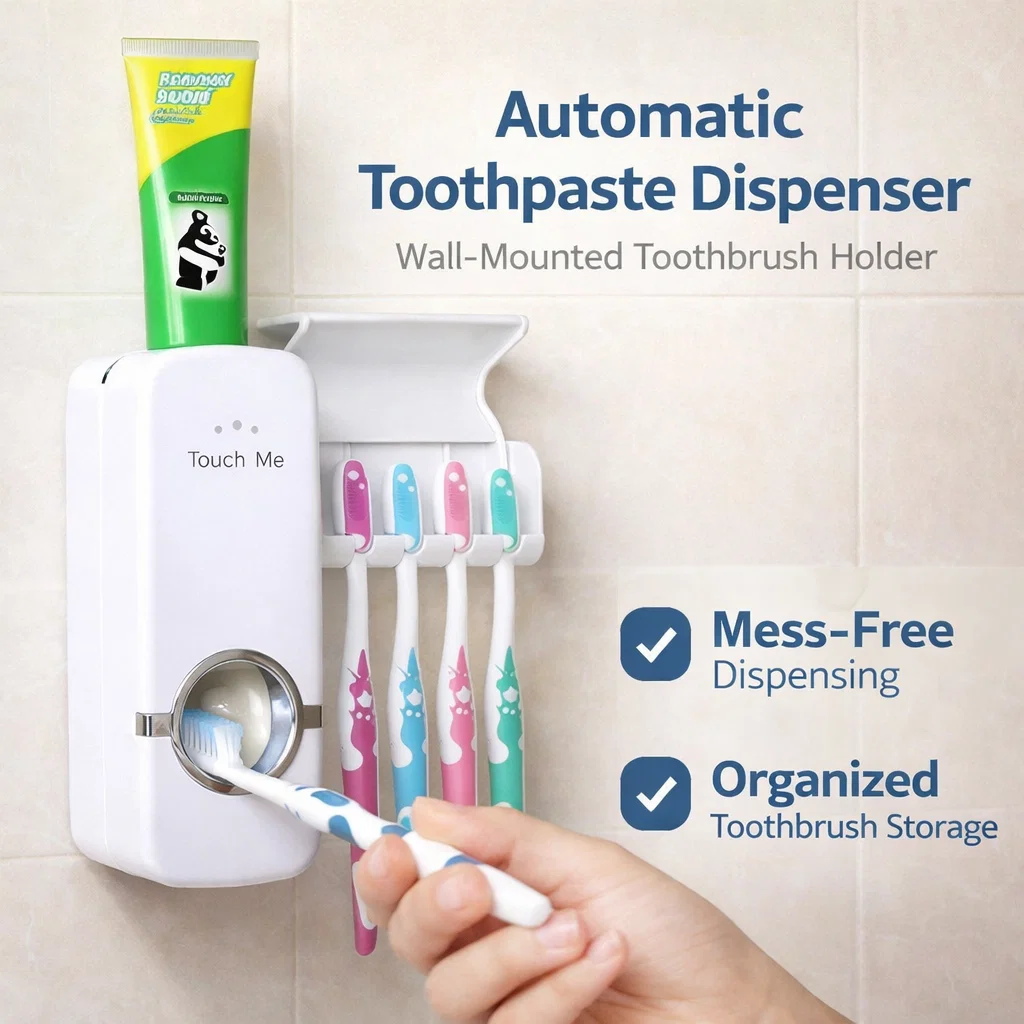 قطعتان موزع معجون أسنان جداري بتصميم أنيق وعصري
