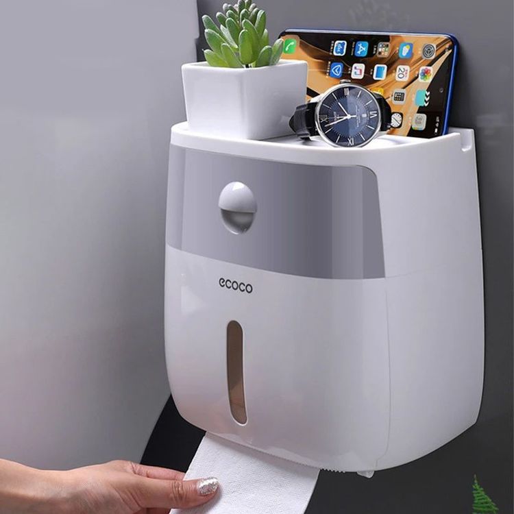 حامل ورق تواليت جداري أنيق مقاوم للماء بتصميم عصري