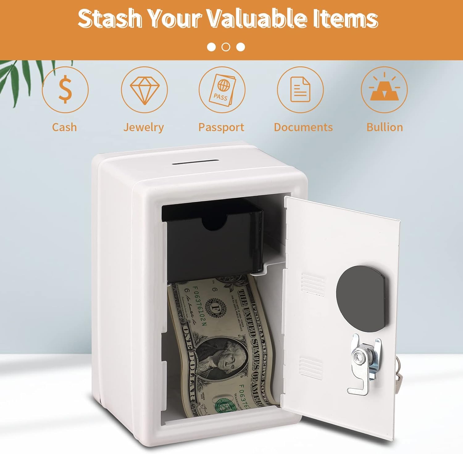 صندوق تخزين صغير آمن للمجوهرات والنقود بتصميم أنيق
