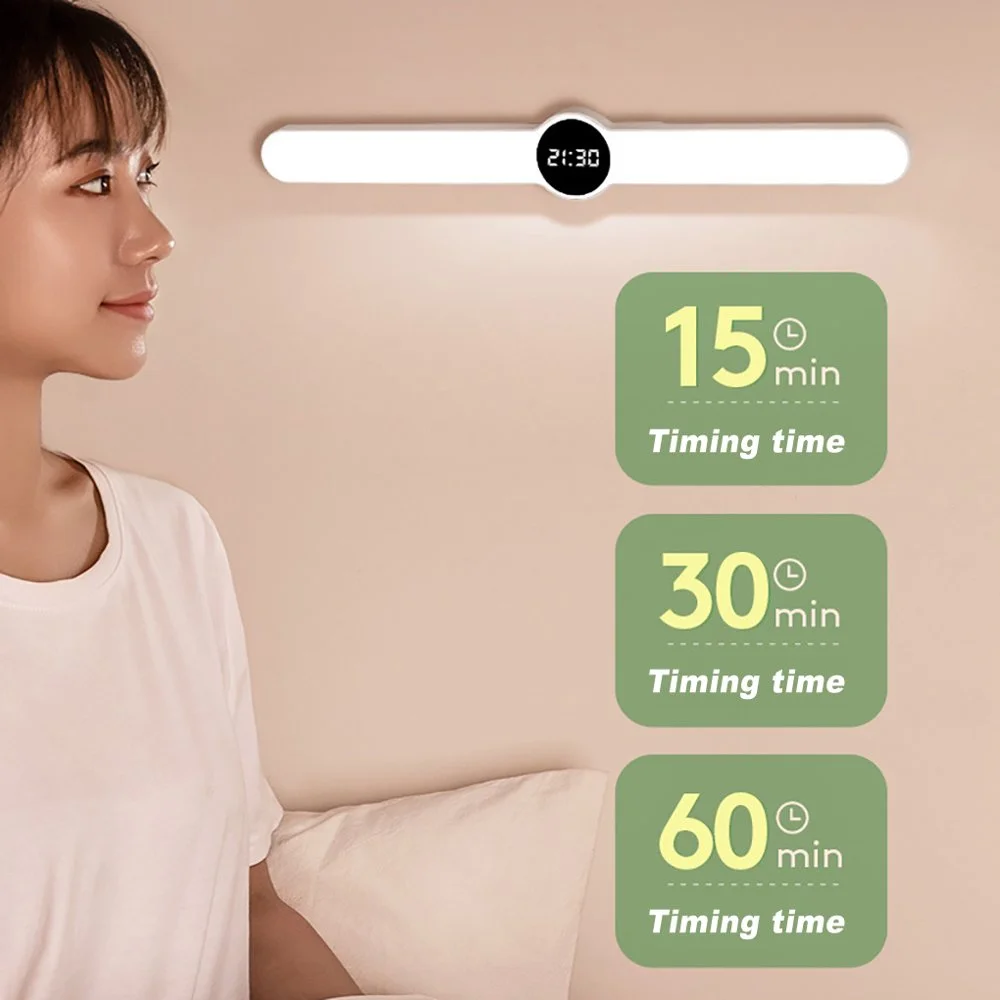 مصباح نوم عصري بإضاءة مريحة ومنبه وساعة رقمية حديثة