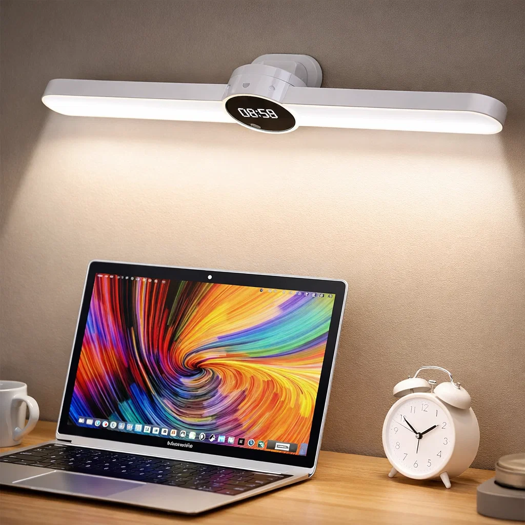 مصباح نوم عصري بإضاءة مريحة ومنبه وساعة رقمية حديثة