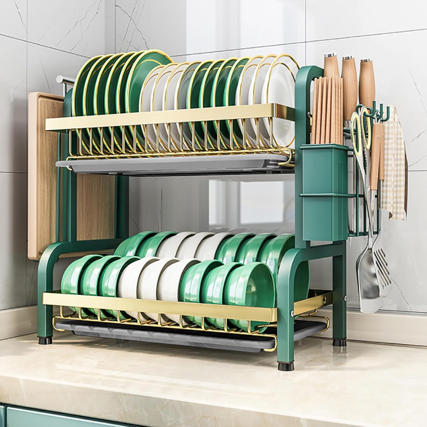 مصفاة أطباق فاخرة مقاومة للصدأ بتصميم عصري وسعة تخزين كبيرة